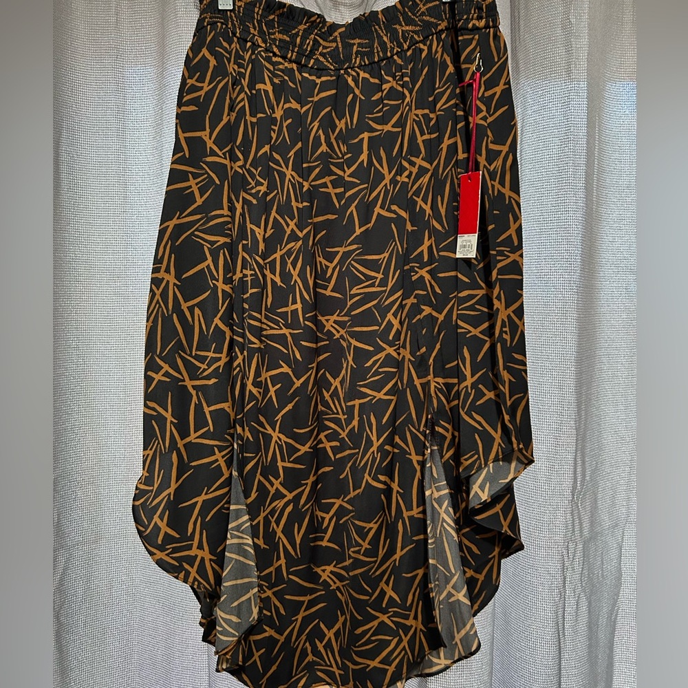 Smocked Waist Black Skirt with Bamboo Detail